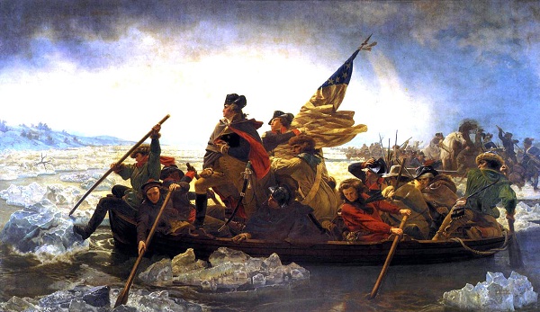华盛顿1776年圣诞夜渡特拉华河，在大雪的掩护下大陆军由宾夕法尼亚进入新泽西，挽救了革命岌岌可危的形势。
